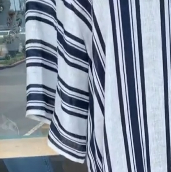 TORY BURCH  EMBROIDERED STRIPED LINEN-GAUZE KAFTAN - Picture 7 of 7